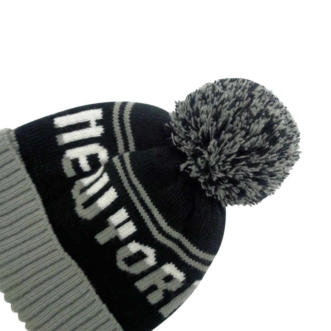 Custom OEM ODM Winter Warm Men Knitted Jacquard POM Hats