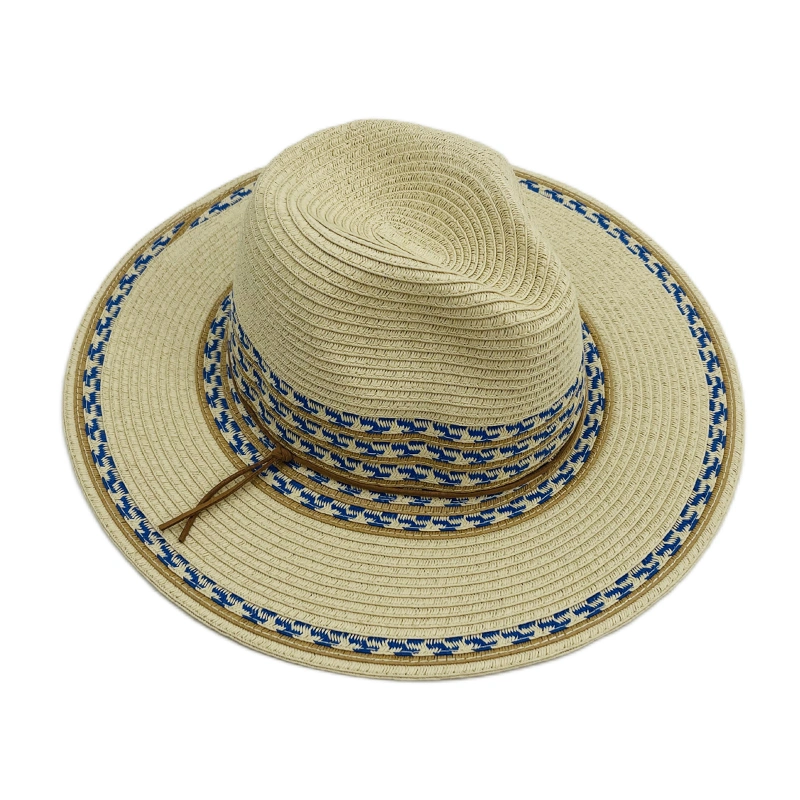 Luxury Beach Sunshade Foldable Wide Brim Panama Straw Hats for Women Lady