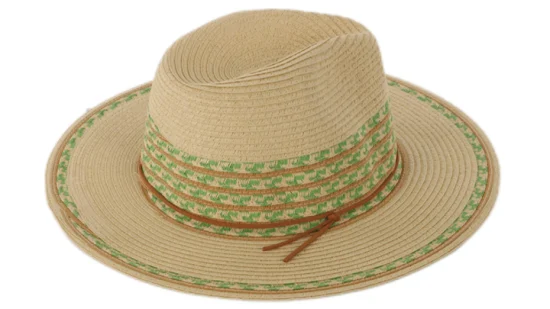 Parasol de plage de luxe pliable à large bord Panama Chapeaux de paille pour femme Lady