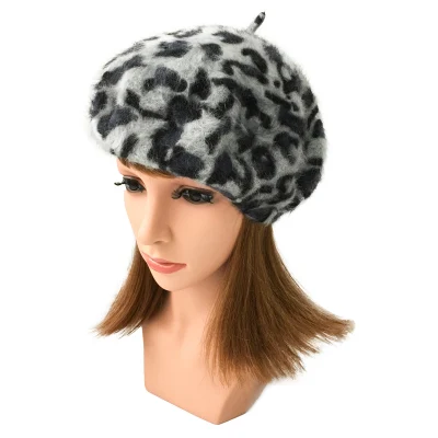 Nouvelle mode filles béret mode léopard couleur chaud hiver béret chapeau bonnets pour dames